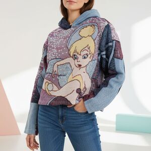 AndiMade Tinker Bell Woven Tapestry Hoodie Size M Disney Cottagecore Art